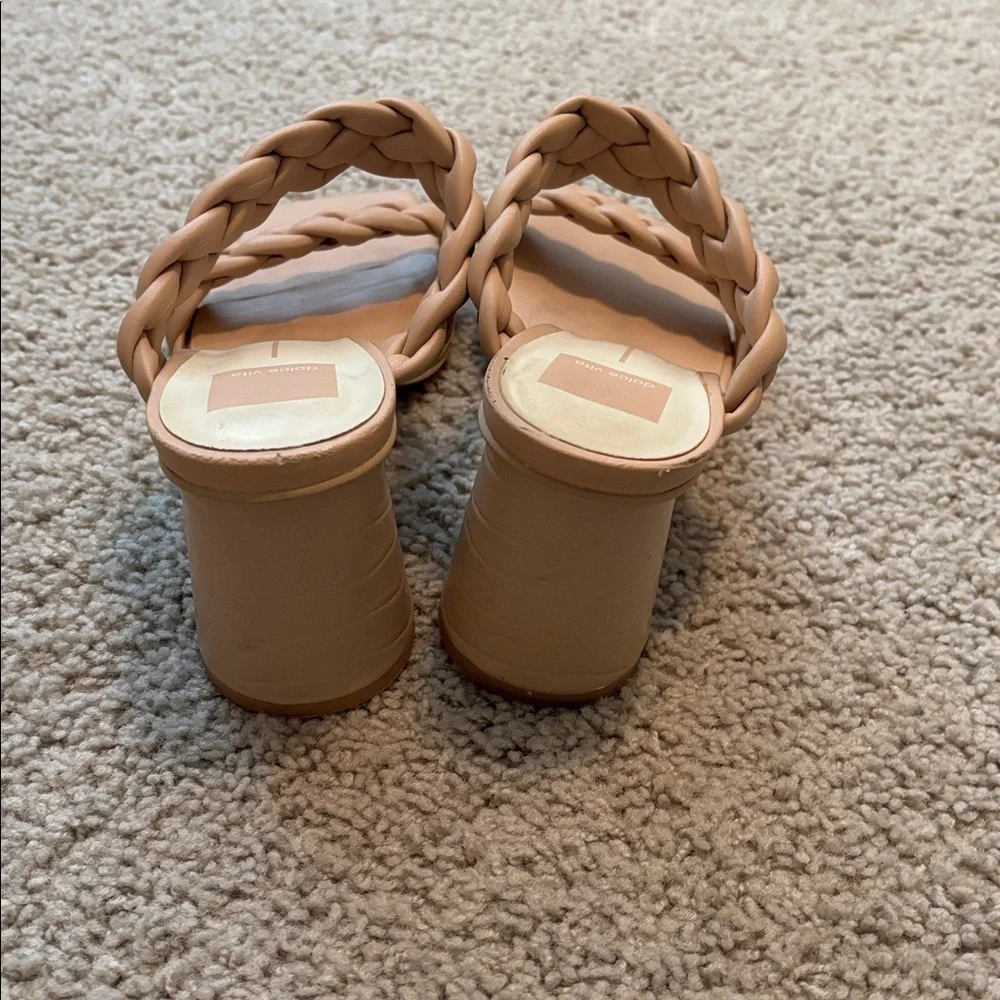 Dolce Vita Tan Braided Heeled Sandals With Chunky Heels